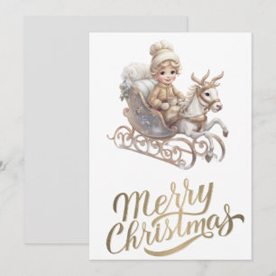 Festiva Tarjeta plana de Navidades Sleigh de lujo