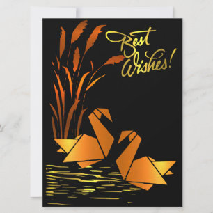 Festiva Tarjeta plana de origami con buenos deseos