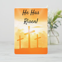 Tarjeta plana de Pascua Él ha resucitado 3 Cruces