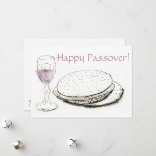 Festiva Tarjeta plana de Pascua Pesach de Saludo en Inglés