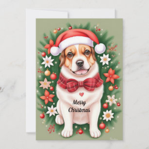 Festiva Tarjeta plana de perro navideño festivo