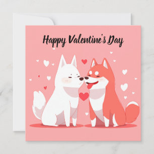 Festiva Tarjeta plana de perros lindos para el día de San