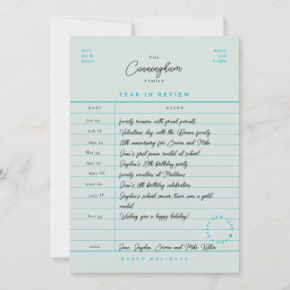 Festiva Tarjeta plana de revisión anual de biblioteca para