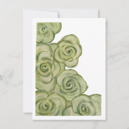 Festiva Tarjeta plana de rosas teñidas de verde y blanco