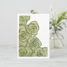 Festiva Tarjeta plana de rosas teñidas de verde y blanco