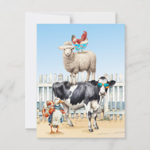 Festiva Tarjeta plana de saludos para animales de playa