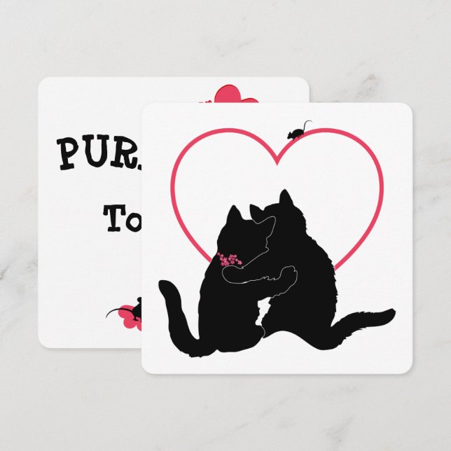 Festiva Tarjeta plana de San Valentín de gatos Alley Cats  (Anverso / Reverso)