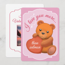 Tarjeta plana de San Valentín Oso marrón lindo
