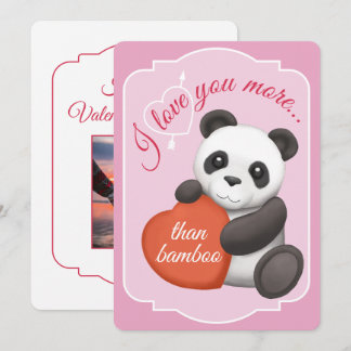 Festiva Tarjeta plana de San Valentín Panda lindo