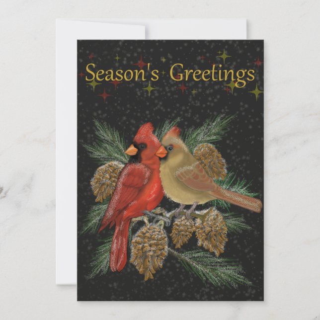 Festiva Tarjeta plana de temporada de fiestas Cardinals (Anverso)