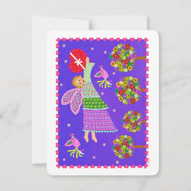 Festiva Tarjeta plana de vacaciones 4.5x5.5 Ángel Valentin (Anverso)