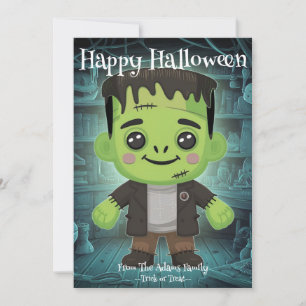 Festiva Tarjeta plana de vacaciones adorable de Frankenste