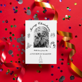 Festiva Tarjeta plana de vacaciones caprichosa dibujada a 