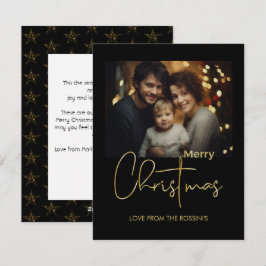 Festiva Tarjeta plana de vacaciones con escritura dorada m