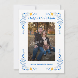 Festiva Tarjeta plana de vacaciones con foto de Hanukkah f
