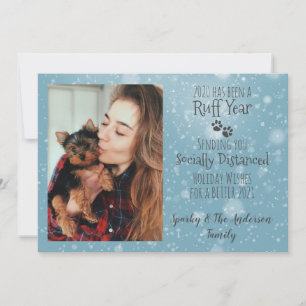 Festiva Tarjeta plana de vacaciones con foto de perro del 