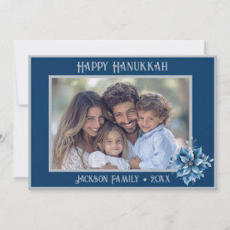 Festiva Tarjeta plana de vacaciones con foto de poinsettia