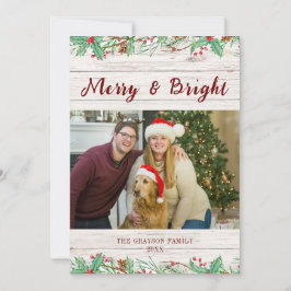 Festiva Tarjeta plana de vacaciones con madera de granero 