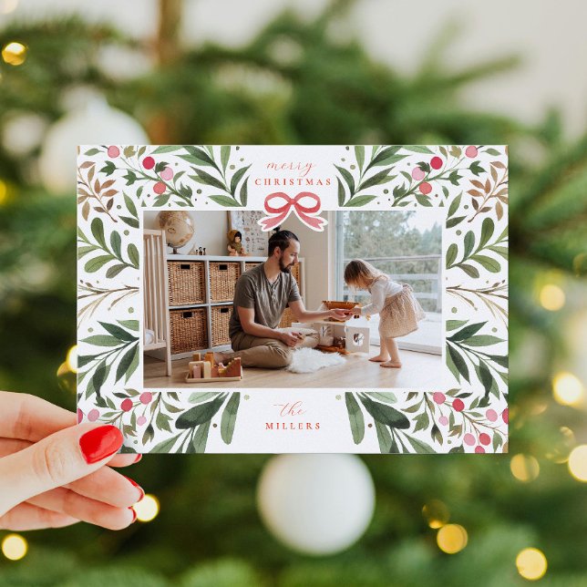 Festiva Tarjeta plana de vacaciones con marco botánico de  (Subido por el creador)