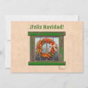 Festiva Tarjeta plana de vacaciones con ristra de Chile de