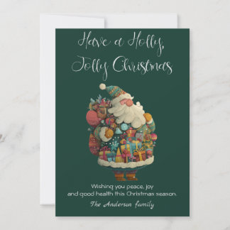 Festiva Tarjeta plana de vacaciones con Santa