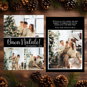 Festiva Tarjeta plana de vacaciones de 4 fotos Buon Natale