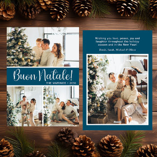 Festiva Tarjeta plana de vacaciones de 4 fotos Buon Natale