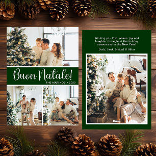 Festiva Tarjeta plana de vacaciones de 4 fotos Buon Natale