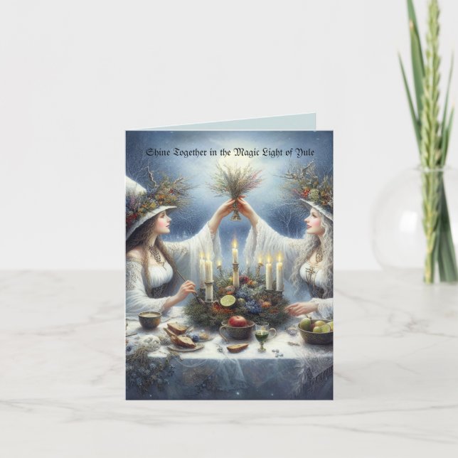 Festiva Tarjeta plana de vacaciones de celebración de Yule (Anverso)