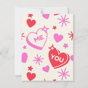 Festiva Tarjeta plana de vacaciones de corazones romántico