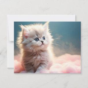 Festiva Tarjeta plana de vacaciones de gatito lindo