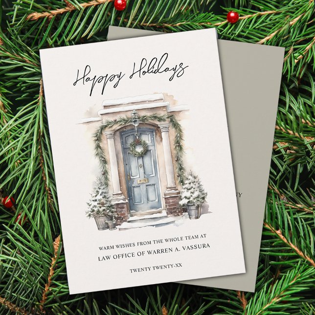 Festiva Tarjeta plana de vacaciones de negocios moderna Fe (Modern Happy Holidays Business Flat Holiday Card)