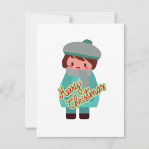 Festiva Tarjeta plana de vacaciones de niño chibi lindo