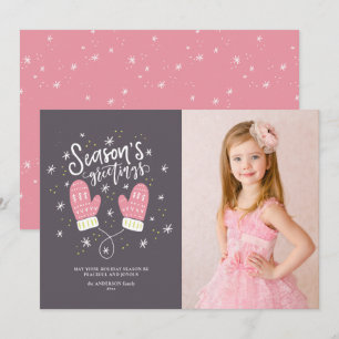 Festiva Tarjeta plana de vacaciones Hygge Mittens Navidade
