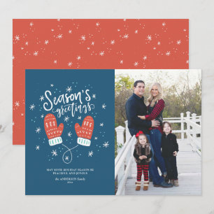 Festiva Tarjeta plana de vacaciones Hygge Mittens Navidade