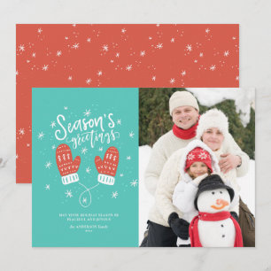 Festiva Tarjeta plana de vacaciones Hygge Mittens Navidade