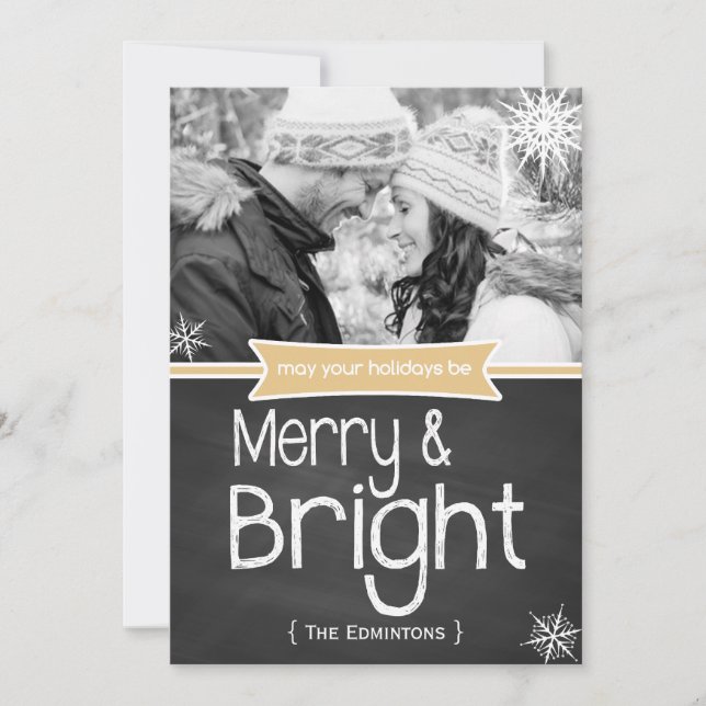 Festiva Tarjeta plana de vacaciones merry Bright Yellow Ch (Anverso)