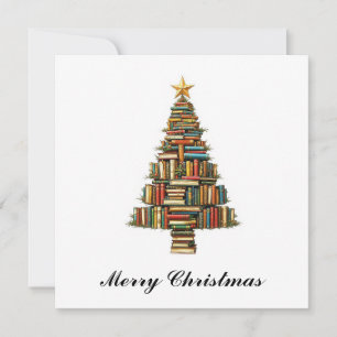Festiva Tarjeta plana de vacaciones para amante de libros
