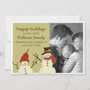 Festiva Tarjeta plana de vacaciones Snowman Duo, sabio