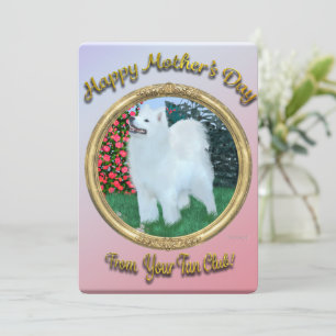Festiva Tarjeta plana del día de la madre con tema Samoyed