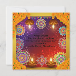 Festiva Tarjeta plana elegante de Diwali Rangoli indio