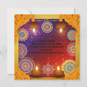 Festiva Tarjeta plana elegante de Diwali Rangoli indio
