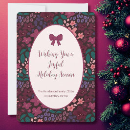 Festiva Tarjeta plana floral de Burdeos personalizada eleg