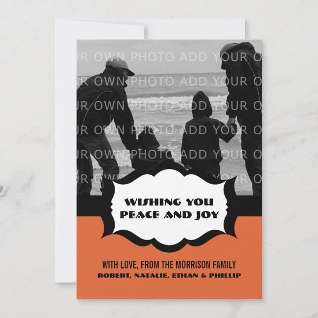 Festiva Tarjeta plana fotográfica de vacaciones simple, Na (Anverso)