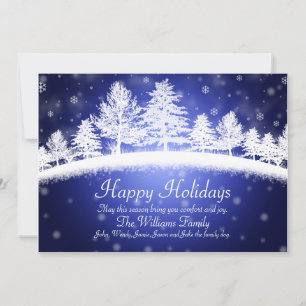 Festiva Tarjeta plana Happy Holidays Blue Winter Scener