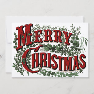 Festiva Tarjeta plana lateral Red and Green Merry Christma