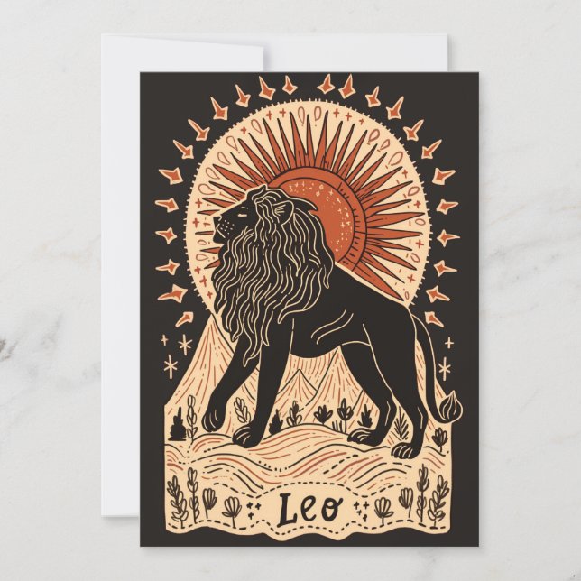 Festiva Tarjeta plana - Leo Celestial Zodiac Art (Anverso)