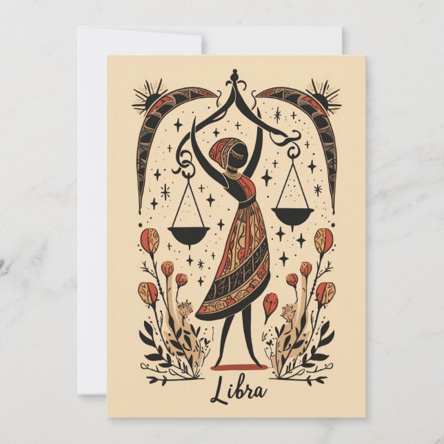 Festiva Tarjeta plana - Libra Celestial Zodiac Art (Anverso)