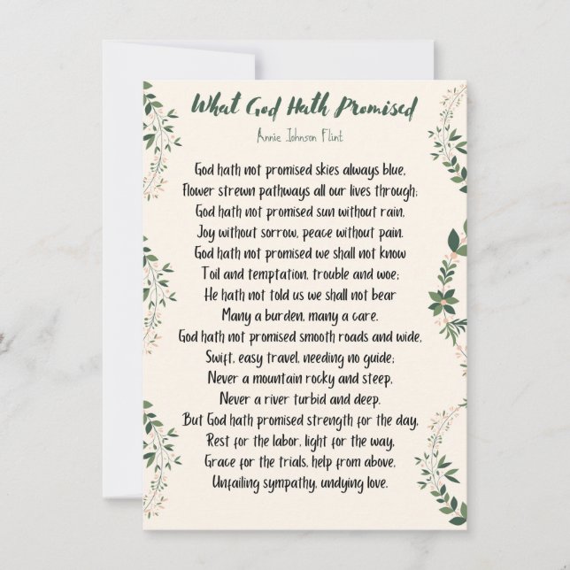 Festiva Tarjeta plana lo que Dios prometió (Anverso)