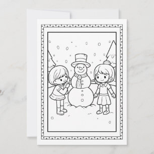 Festiva Tarjeta plana para colorear muñeco de nieve de Nav